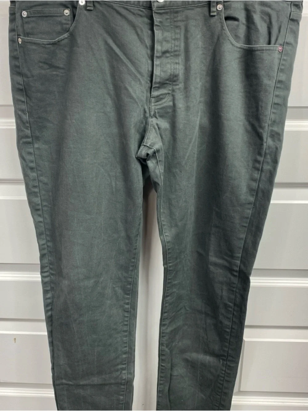 Proper Cloth Jeans Mens 42x34 Stretch Denim Dark Gray  Wash Button Fly